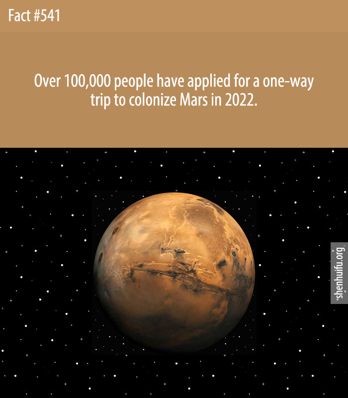 Over 100,000 people have applied for a one-way trip to colonize Mars in 2022.