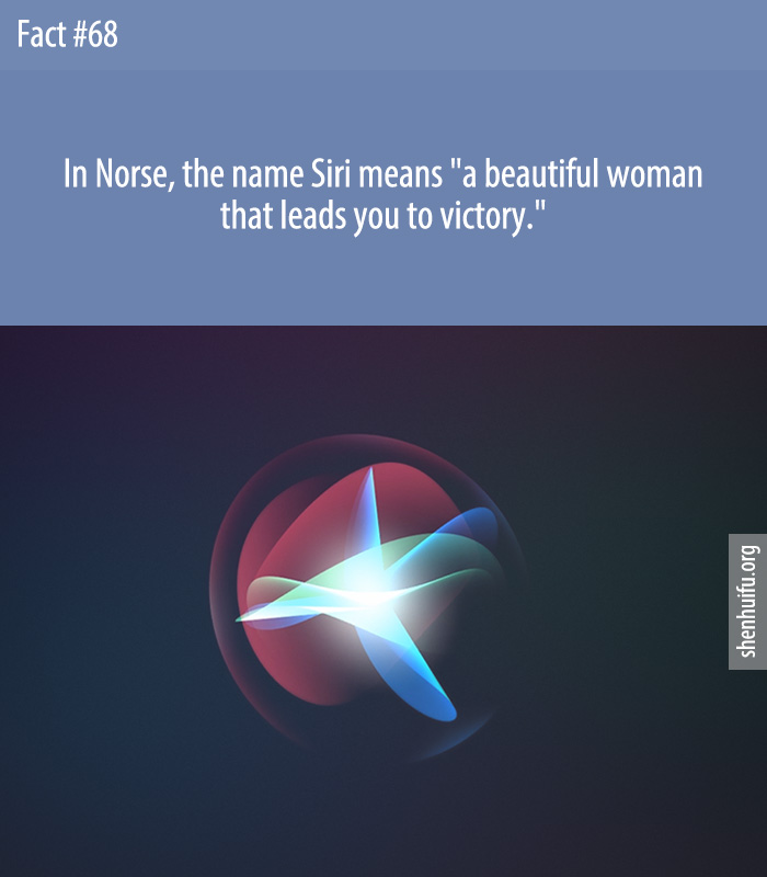 In Norse, the name Siri means 'a beautiful woman that leads you to victory.'
