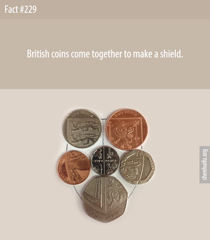 British coins come together to make a shield.