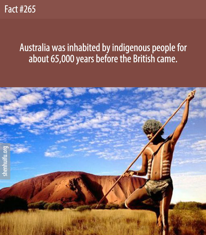 Australia was inhabited by indigenous people for about 65,000 years before the British came.