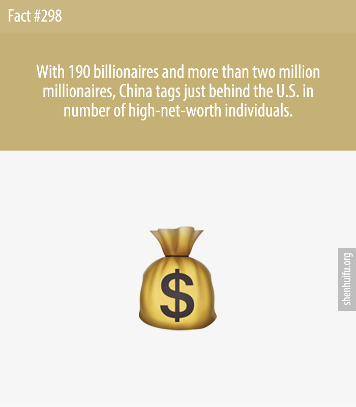 With 190 billionaires and more than two million millionaires, China tags just behind the U.S. in number of high-net-worth individuals.
