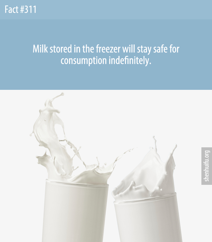 Milk stored in the freezer will stay safe for consumption indefinitely.