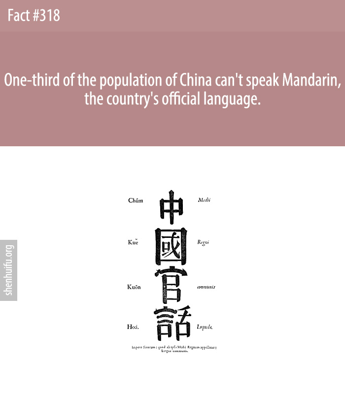 One-third of the population of China can't speak Mandarin, the country's official language.