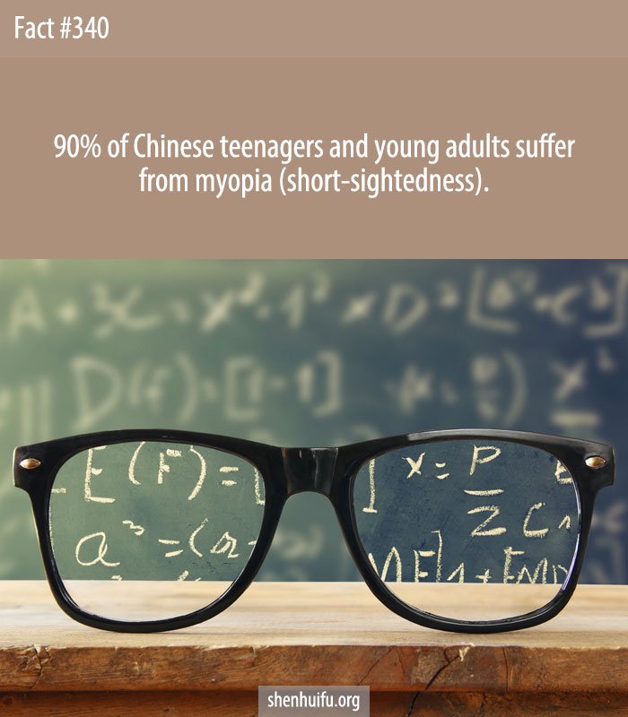 90% of Chinese teenagers and young adults suffer from myopia (short-sightedness).