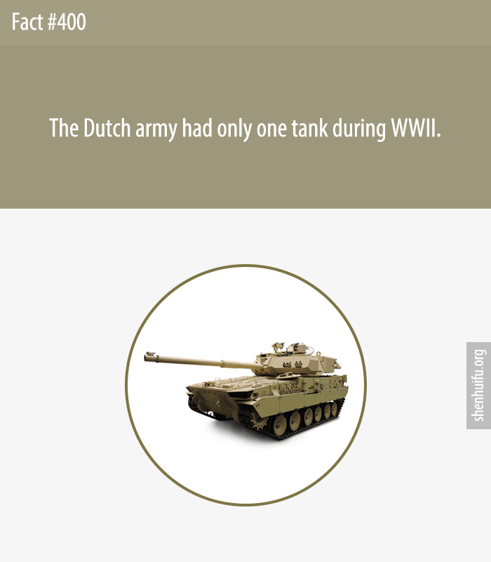 The Dutch army had only one tank during WWII.