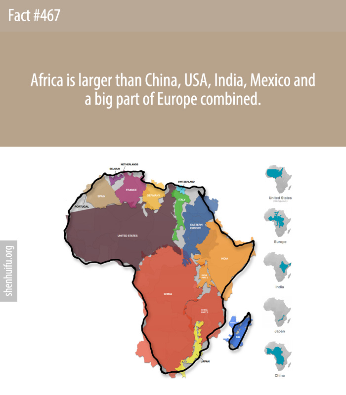 Africa is larger than China, USA, India, Mexico and a big part of Europe combined.