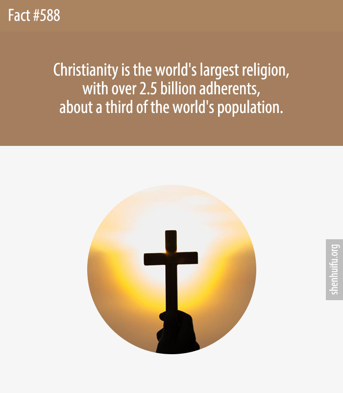 Christianity is the world's largest religion, with over 2.5 billion adherents, about a third of the world's population.