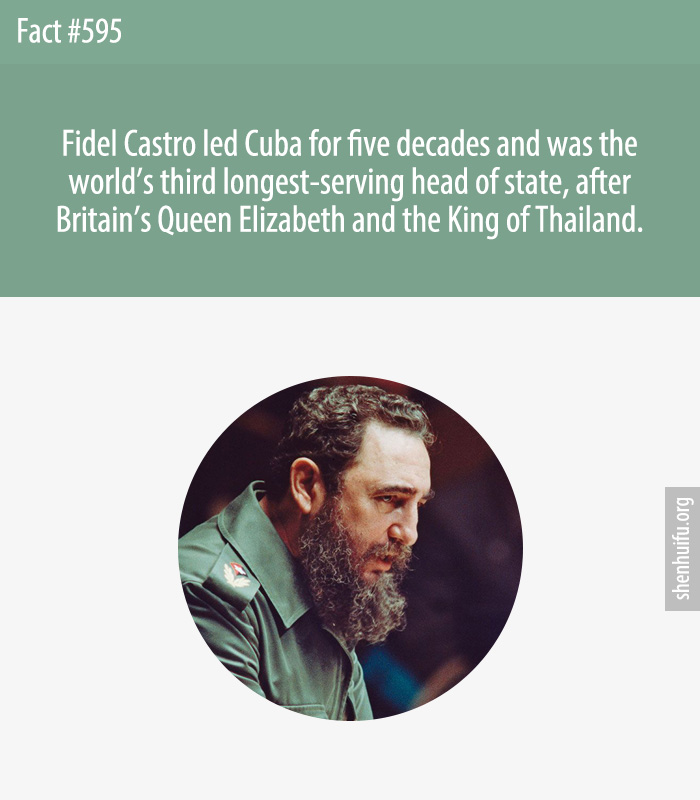 Fidel Castro led Cuba for five decades and was the world’s third longest-serving head of state, after Britain’s Queen Elizabeth and the King of Thailand. 