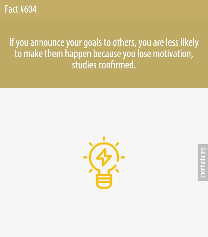 If you announce your goals to others, you are less likely to make them happen because you lose motivation, studies confirmed.