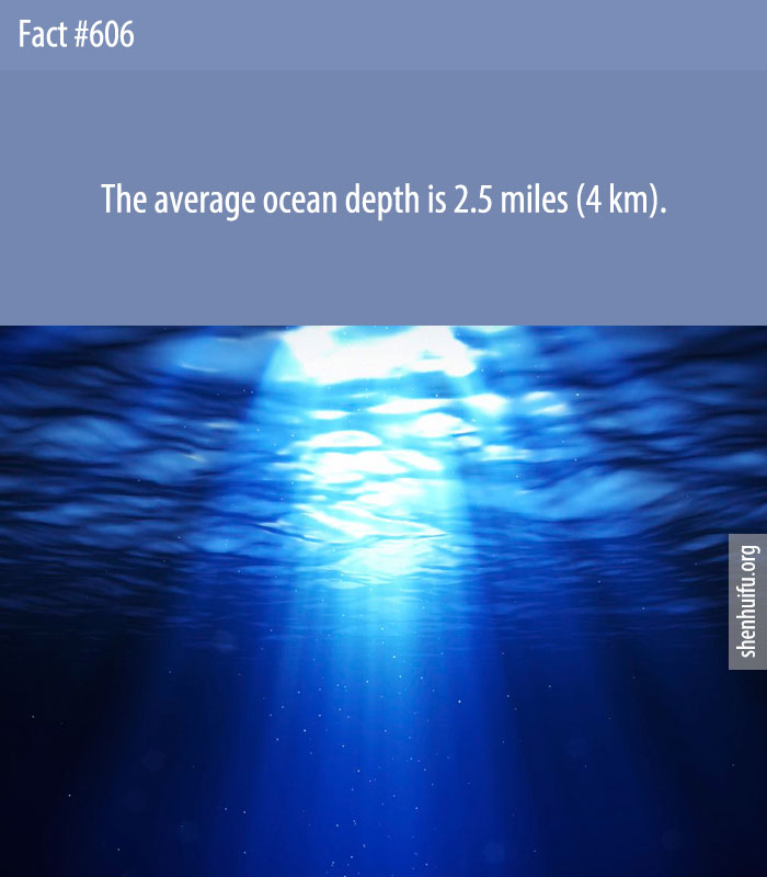 The average ocean depth is 2.5 miles (4 km).