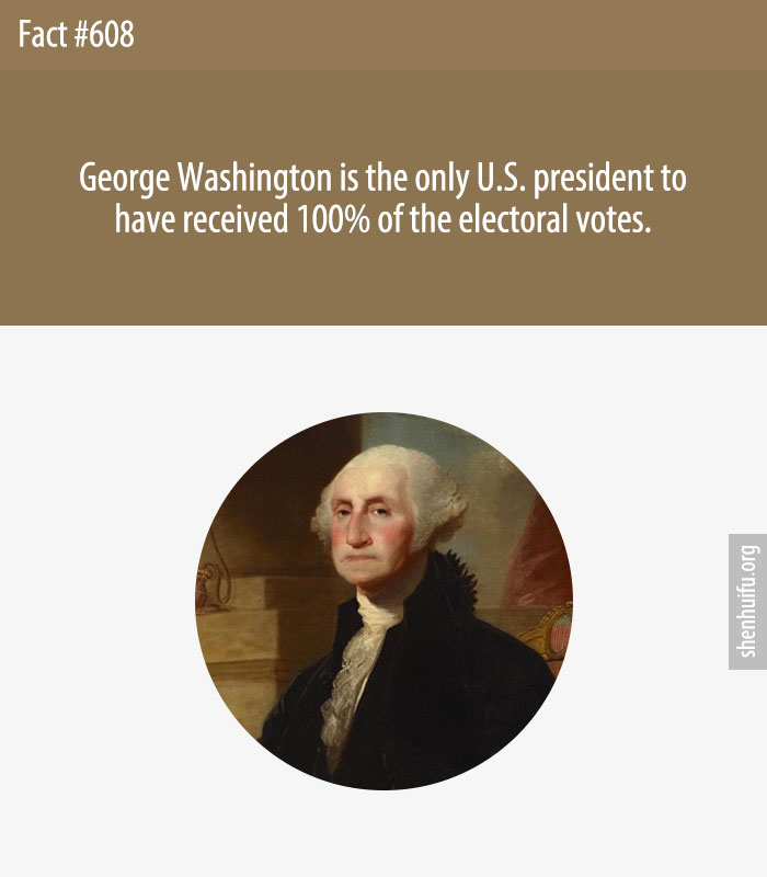 George Washington is the only U.S. president to have received 100% of the electoral votes.