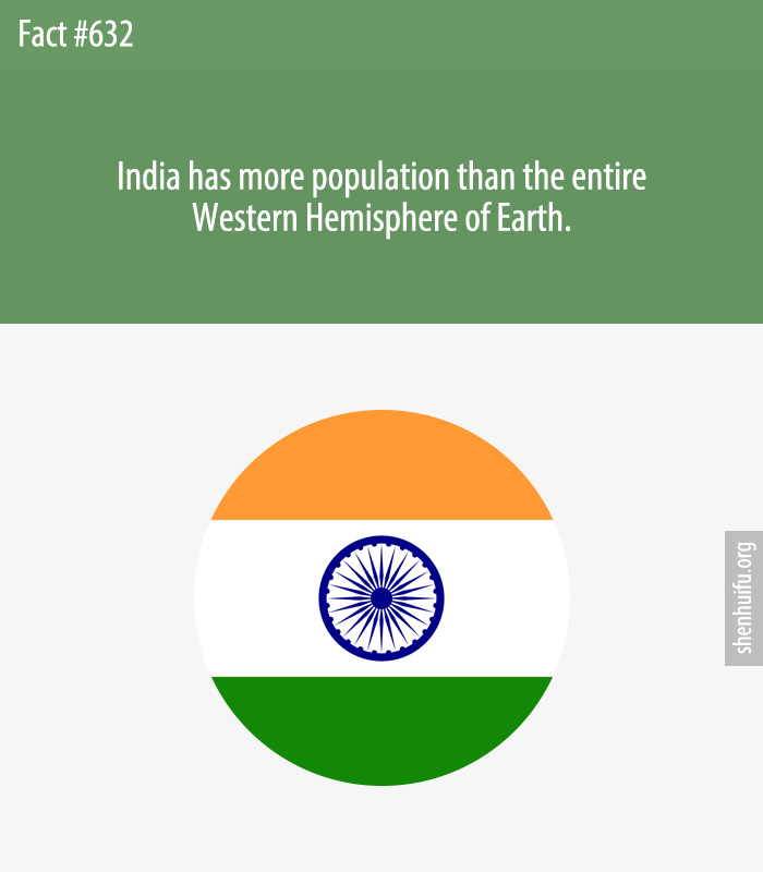 India has more population than the entire Western Hemisphere of Earth.