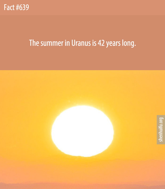 The summer in Uranus is 42 years long.