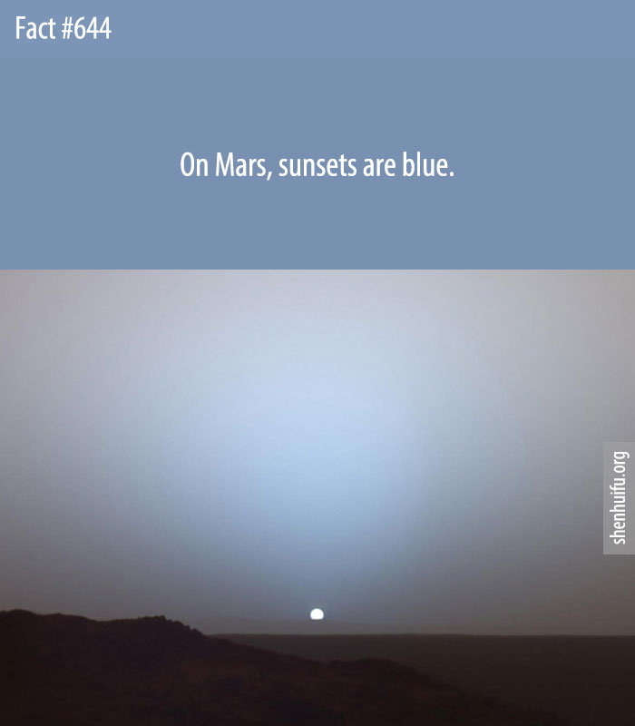 On Mars, sunsets are blue.