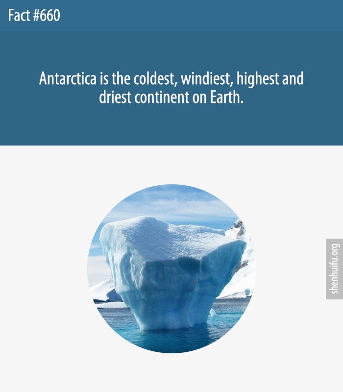 Antarctica is the coldest, windiest, highest and driest continent on Earth.