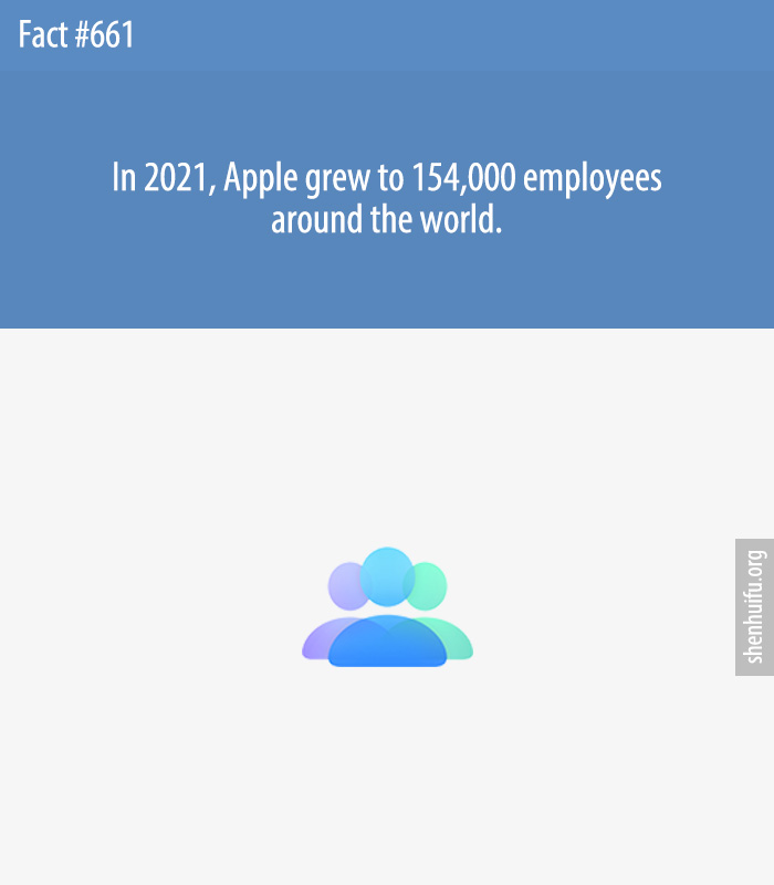 In 2021, Apple grew to 154,000 employees around the world.