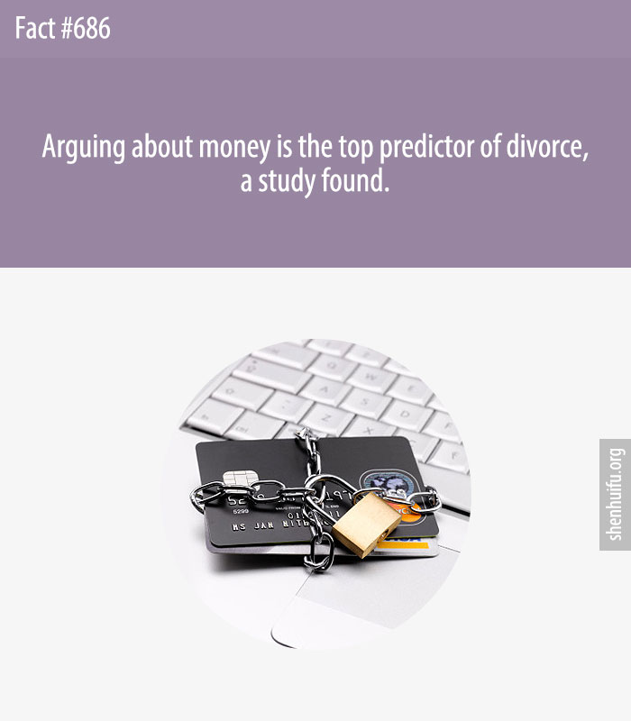 Arguing about money is the top predictor of divorce, a study found.