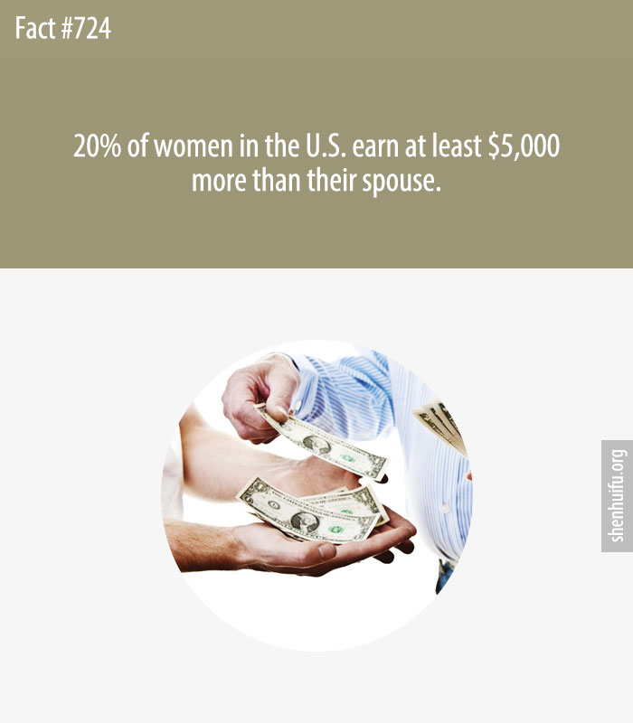 20% of women in the U.S. earn at least $5,000 more than their spouse.