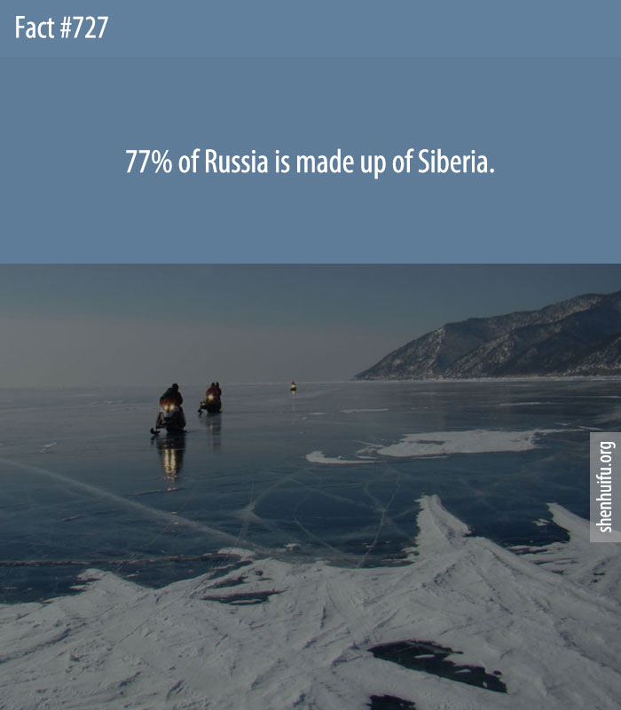 77% of Russia is made up of Siberia.