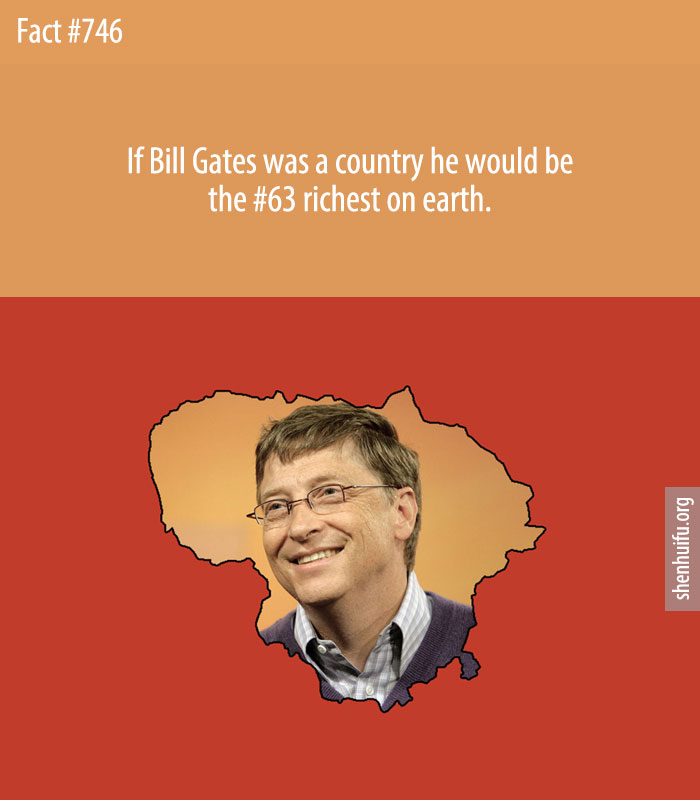 If Bill Gates was a country he would be the #63 richest on earth.