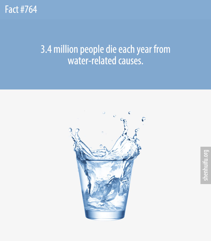 3.4 million people die each year from water-related causes.