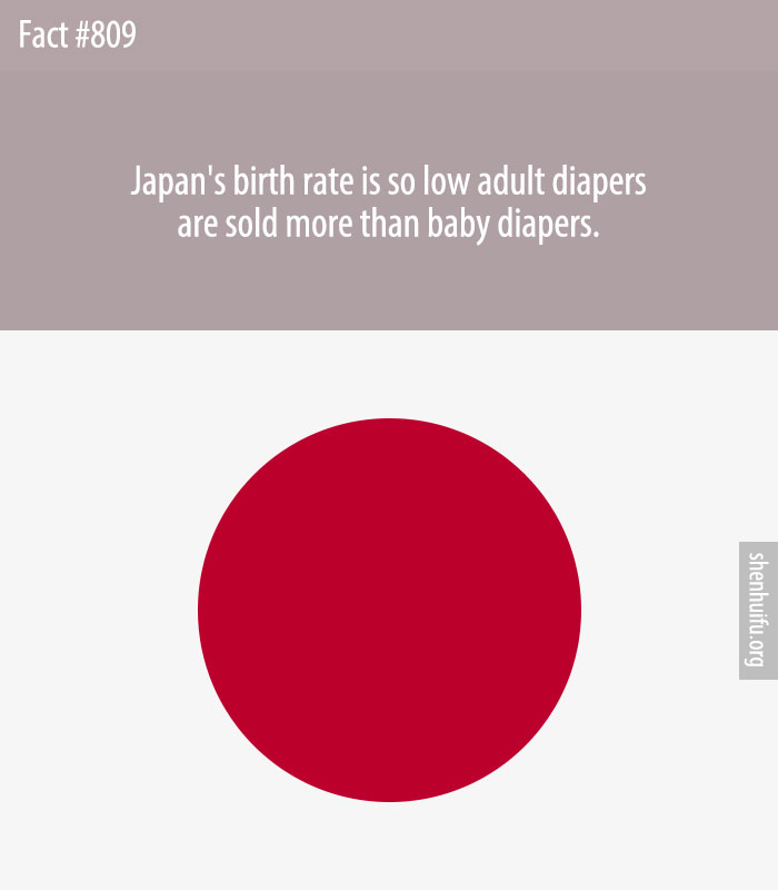 Japan's birth rate is so low adult diapers are sold more than baby diapers.