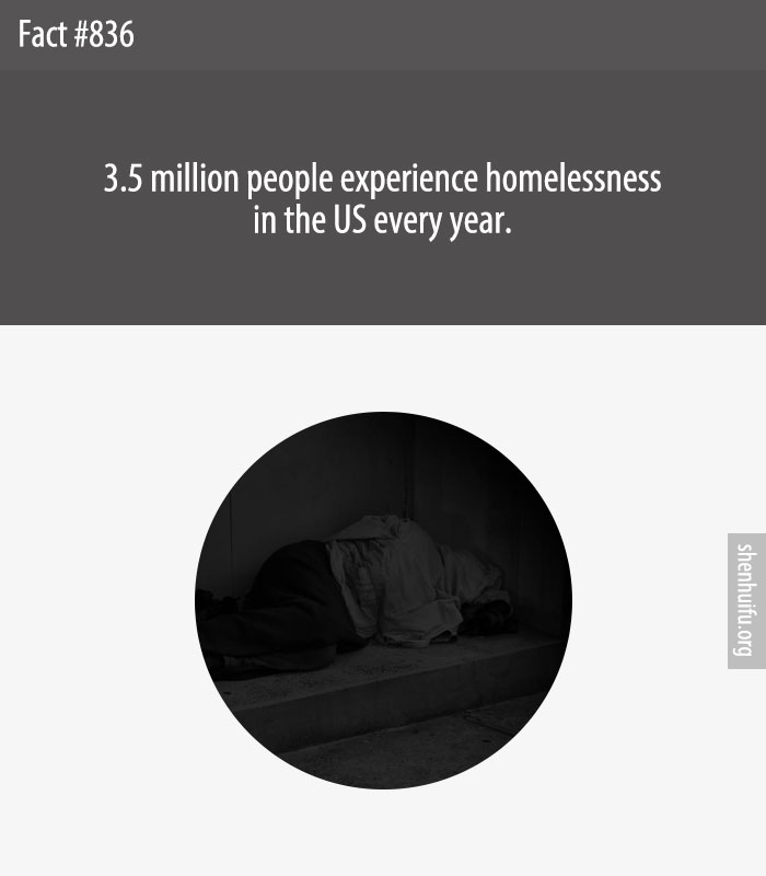 3.5 million people experience homelessness in the US every year.