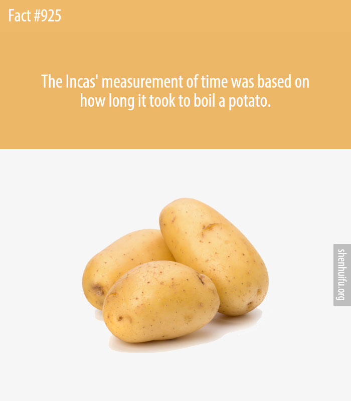 The Incas' measurement of time was based on how long it took to boil a potato.