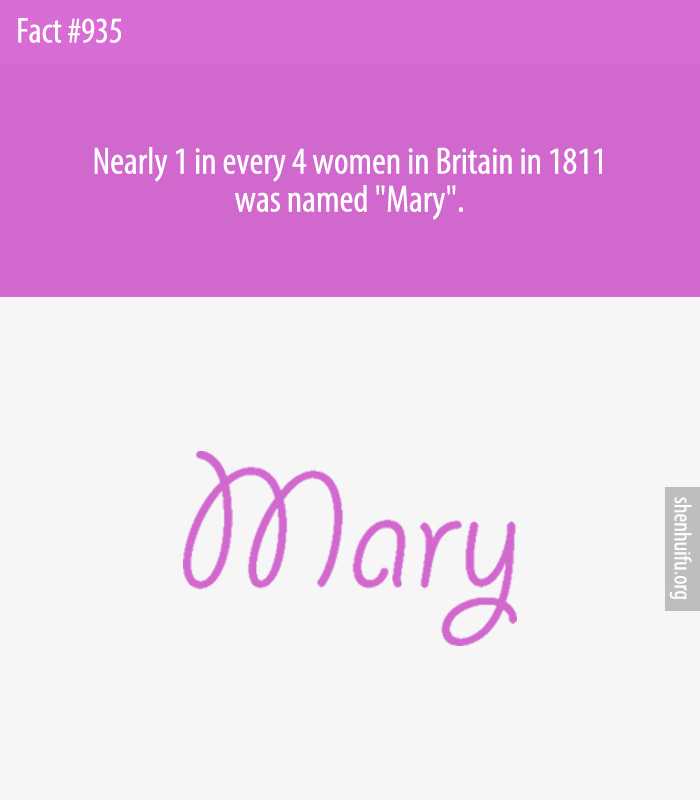 Nearly 1 in every 4 women in Britain in 1811 was named 'Mary'.