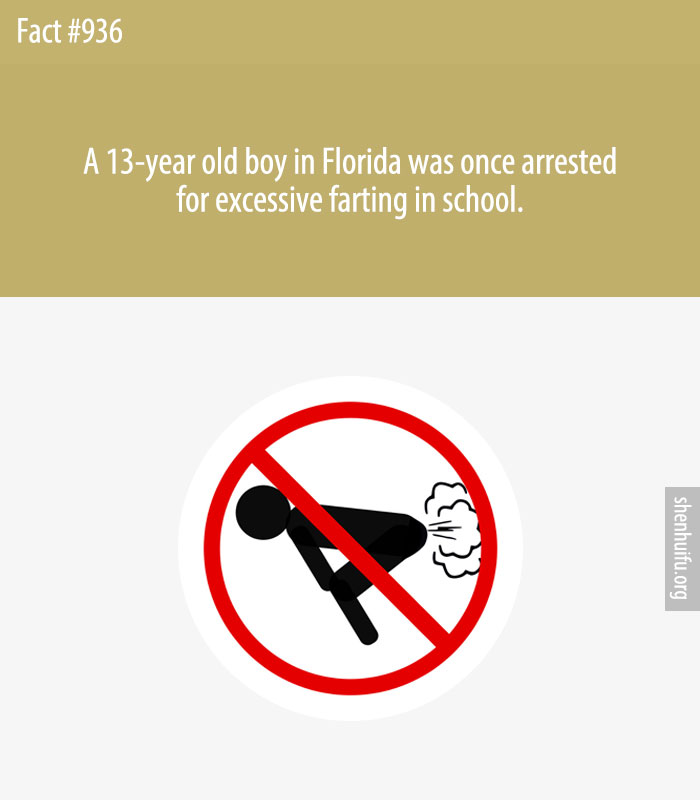 A 13-year old boy in Florida was once arrested for excessive farting in school.