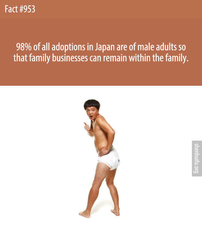 98% of all adoptions in Japan are of male adults so that family businesses can remain within the family.