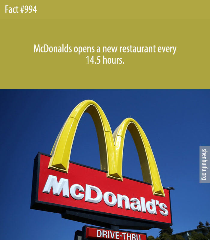 McDonalds opens a new restaurant every 14.5 hours.