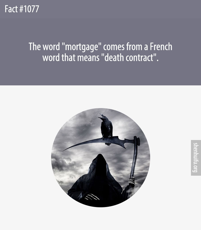 The word 'mortgage' comes from a French word that means 'death contract'.