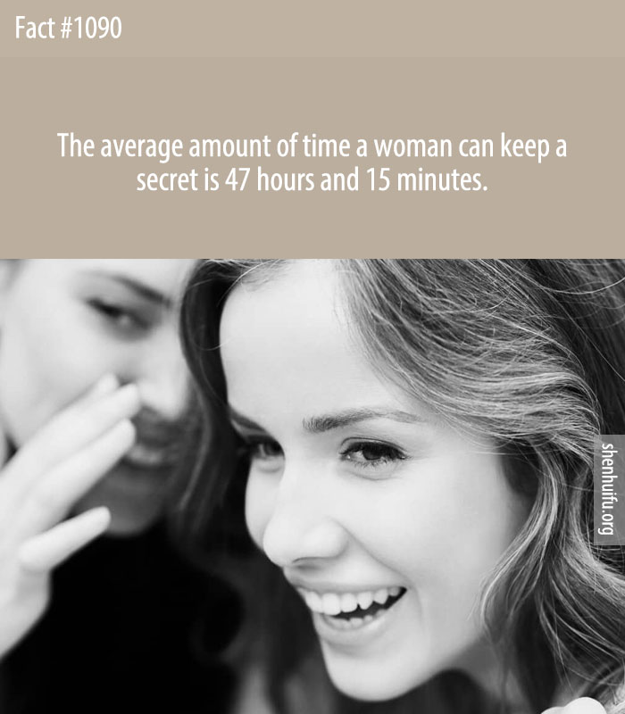 The average amount of time a woman can keep a secret is 47 hours and 15 minutes.