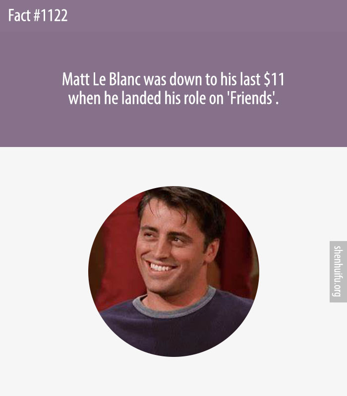 Matt Le Blanc was down to his last $11 when he landed his role on 'Friends'.