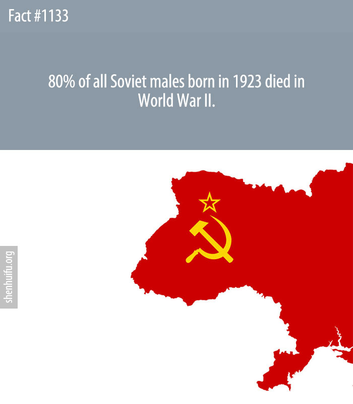 80% of all Soviet males born in 1923 died in World War II.