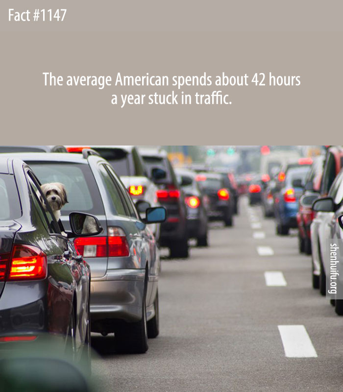 The average American spends about 42 hours a year stuck in traffic.