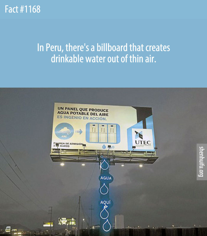In Peru, there's a billboard that creates drinkable water out of thin air.
