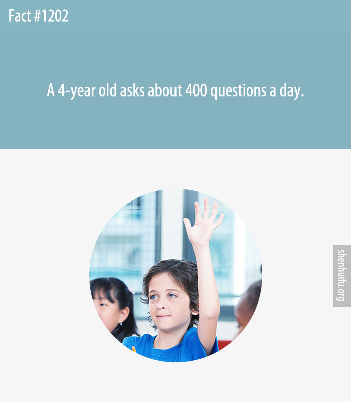 A 4-year old asks about 400 questions a day.