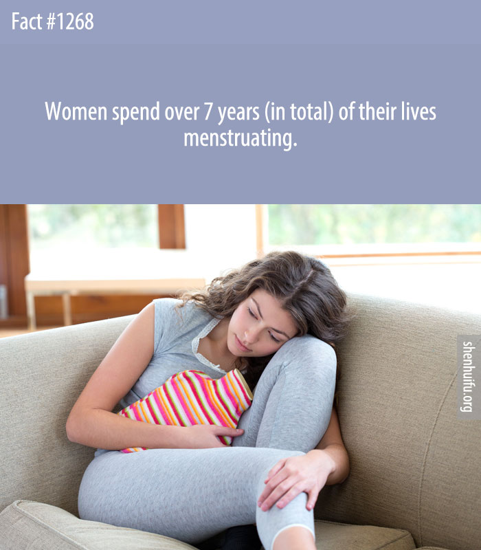 Women spend over 7 years (in total) of their lives menstruating.