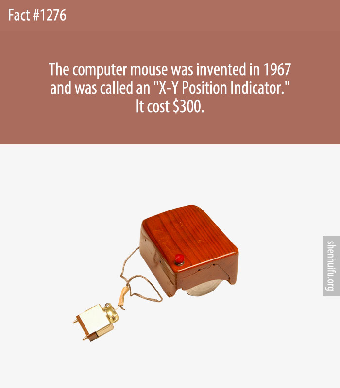 The computer mouse was invented in 1967 and was called an 'X-Y Position Indicator.' It cost $300.