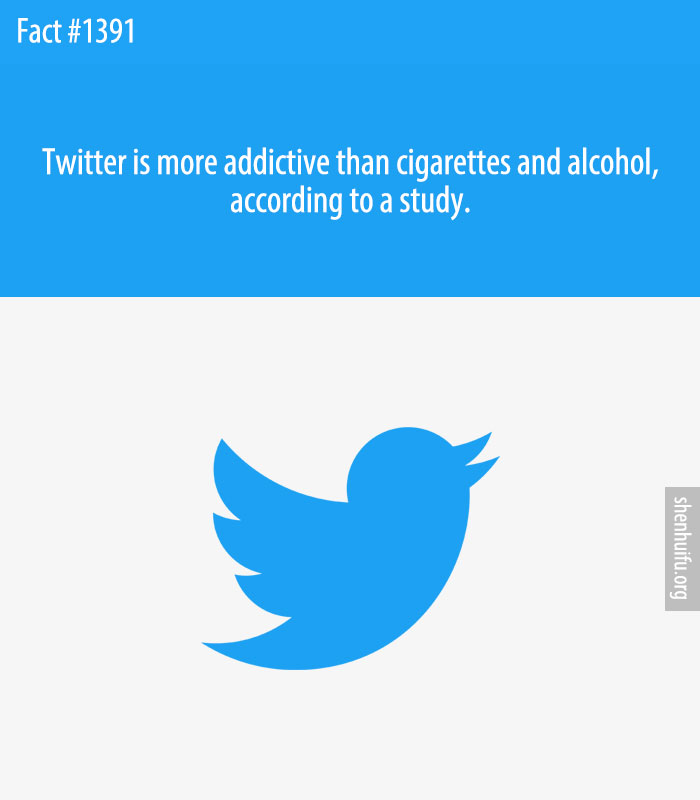 Twitter is more addictive than cigarettes and alcohol, according to a study.