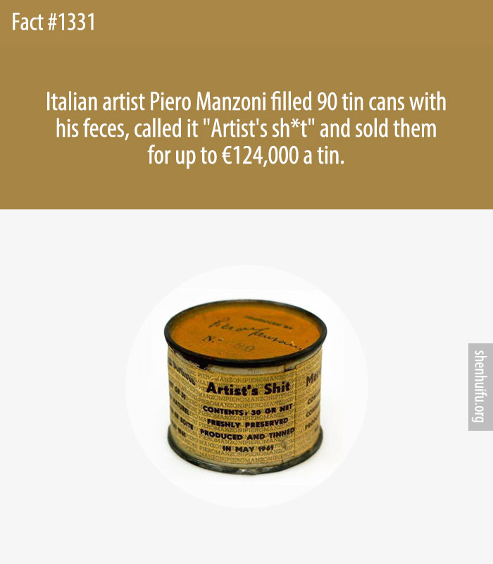 Italian artist Piero Manzoni filled 90 tin cans with his feces, called it 