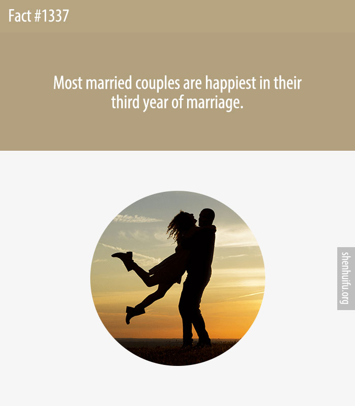 Most married couples are happiest in their third year of marriage.