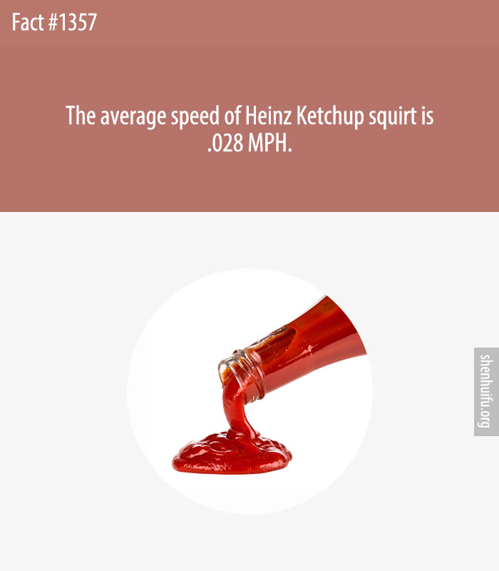 The average speed of Heinz Ketchup squirt is .028 MPH.