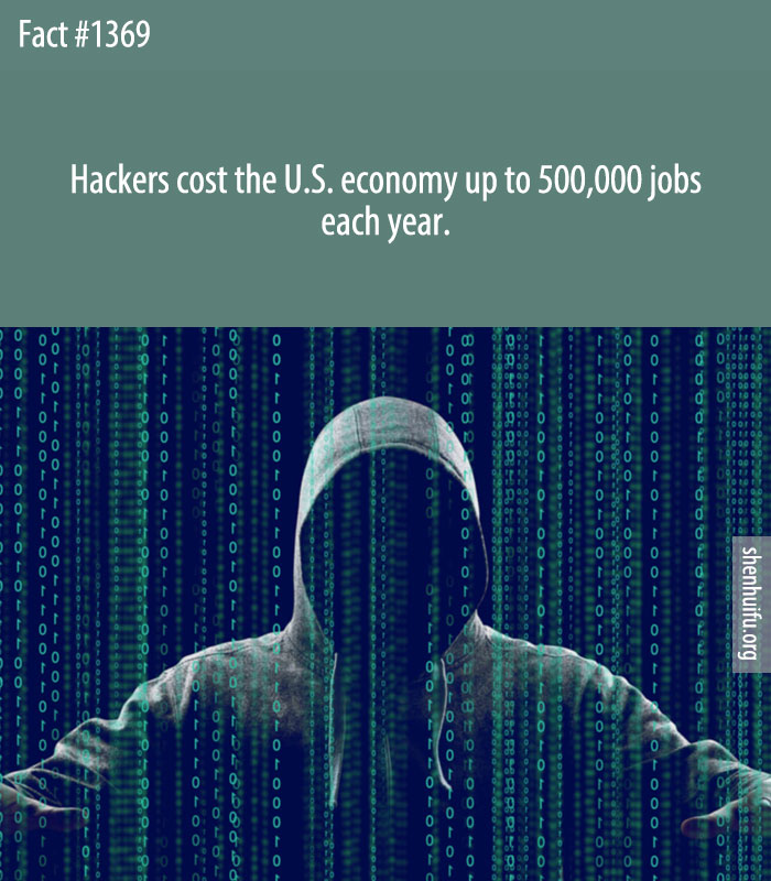 Hackers cost the U.S. economy up to 500,000 jobs each year.