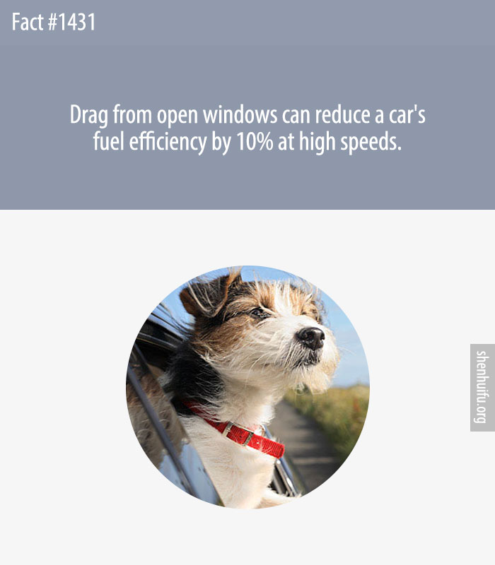 Drag from open windows can reduce a car's fuel efficiency by 10% at high speeds.