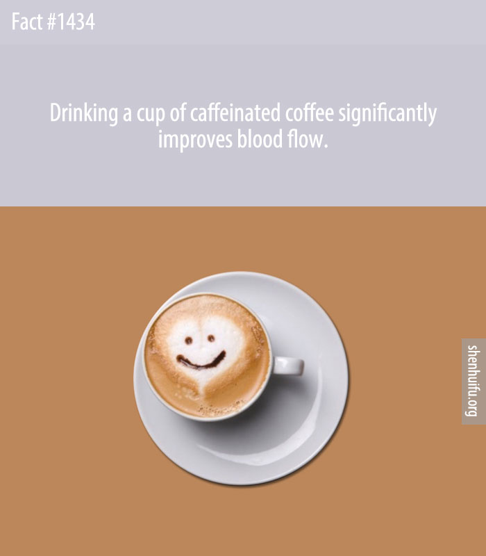 Drinking a cup of caffeinated coffee significantly improves blood flow.