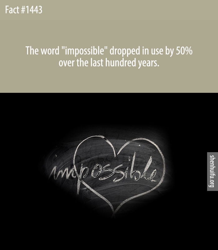 The word 'impossible' dropped in use by 50% over the last hundred years.