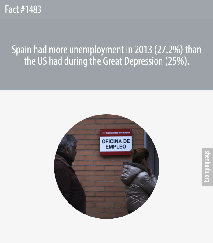 Spain had more unemployment in 2013 (27.2%) than the US had during the Great Depression (25%).